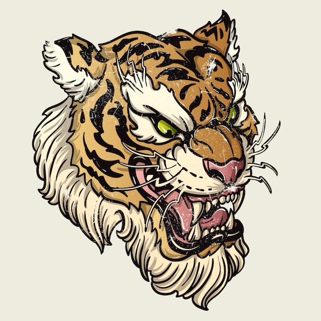 Vecteur la colère du tigre. illustration vectorielle d'une tête de tigre