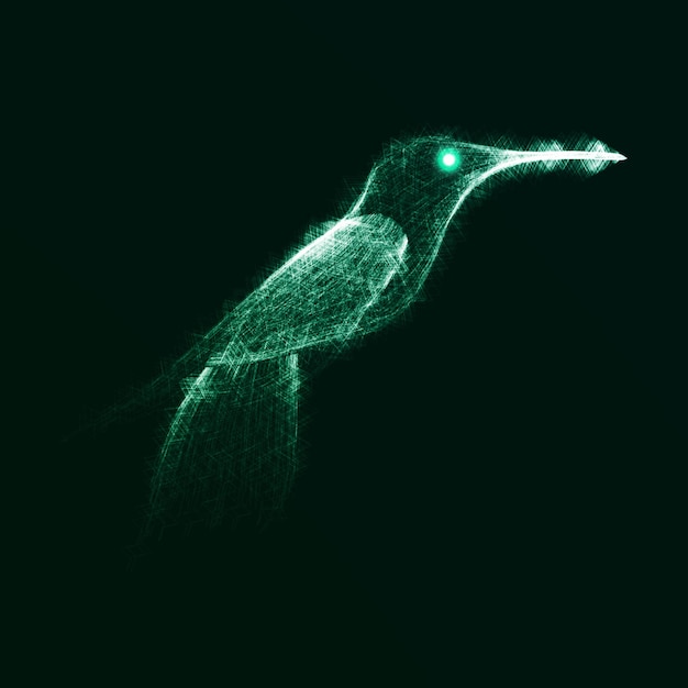 Vecteur colibri néon, fond de lumières abstraites