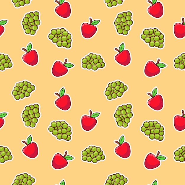 Collage fruité avec motif pomme et raisin sans soudure