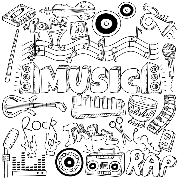 Vecteur collage avec des instruments de musique