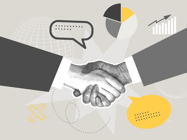 Collage à la mode du concept d'entreprise Illustration vectorielle de l'accord de partenariat
