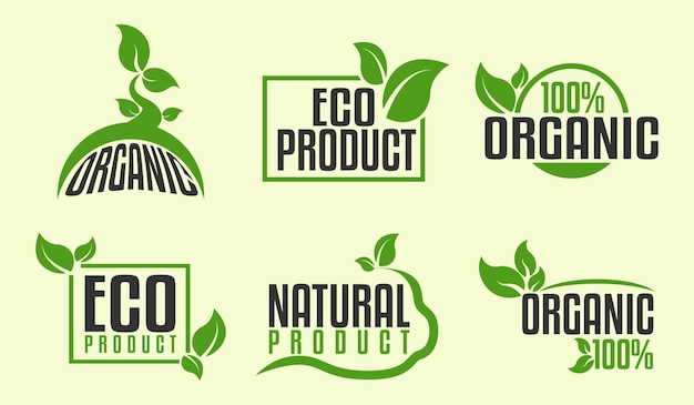 Collecte d'autocollants et d'insignes de produits frais et naturels de la ferme d'aliments biologiques pour le commerce électronique du marché alimentaire