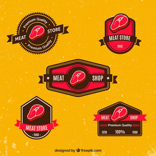 Vecteur collecte des badges de viande