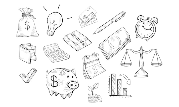 collecte financière dessinée à la main