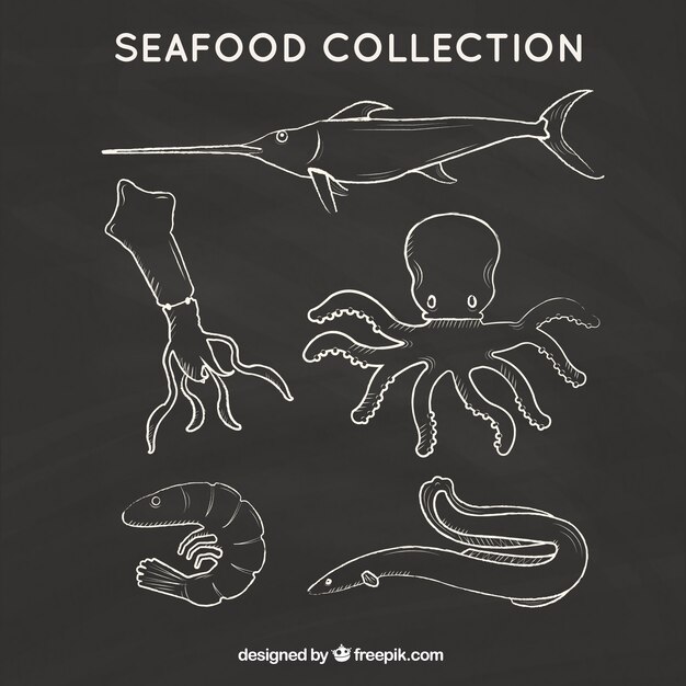 La Collecte De Fruits De Mer Dessiné à La Main