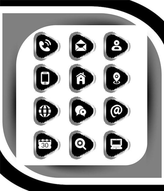 Collecte d'icônes de cartes de visite Contactez-nous Icon Set et Icon Set d'affaires et de bureau