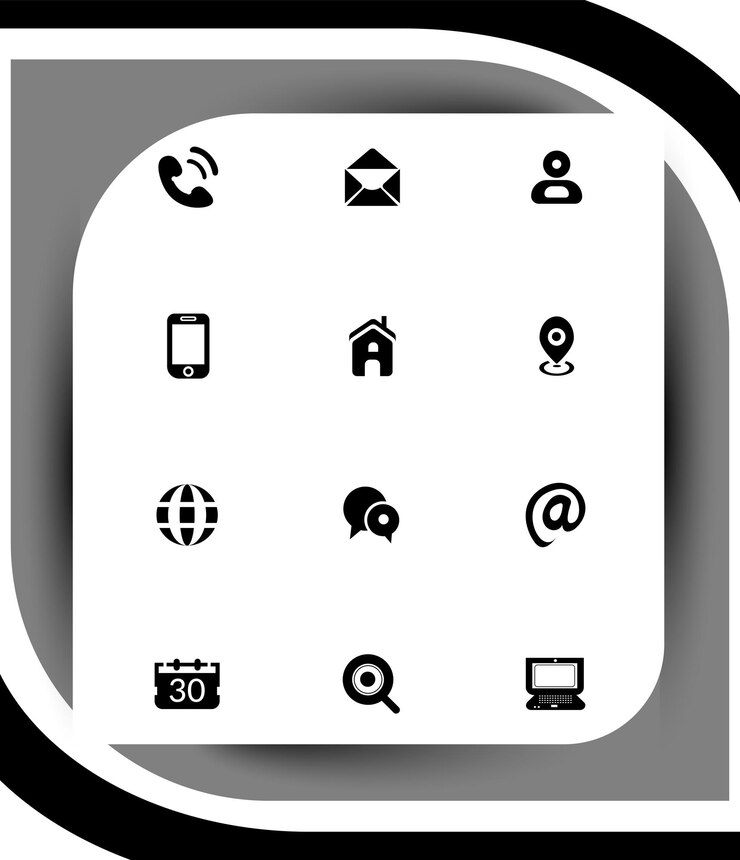Vecteur collecte d'icônes de cartes de visite contactez-nous icon set et icon set d'affaires et de bureau