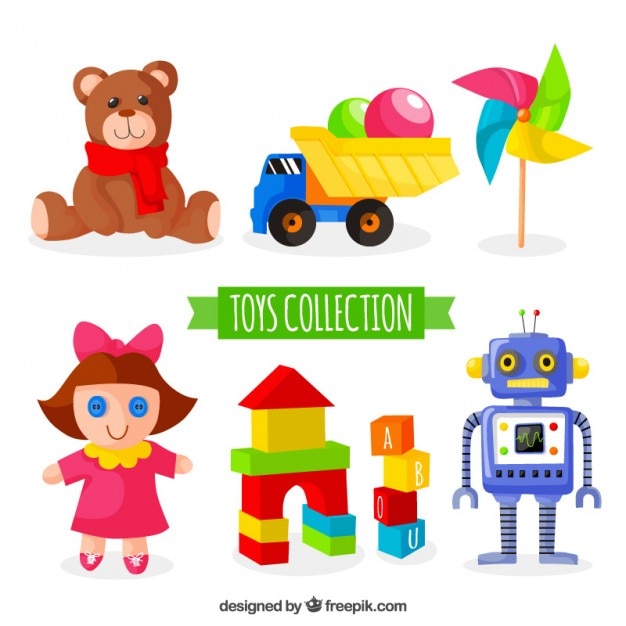 Vecteur collecte de jouets colorés