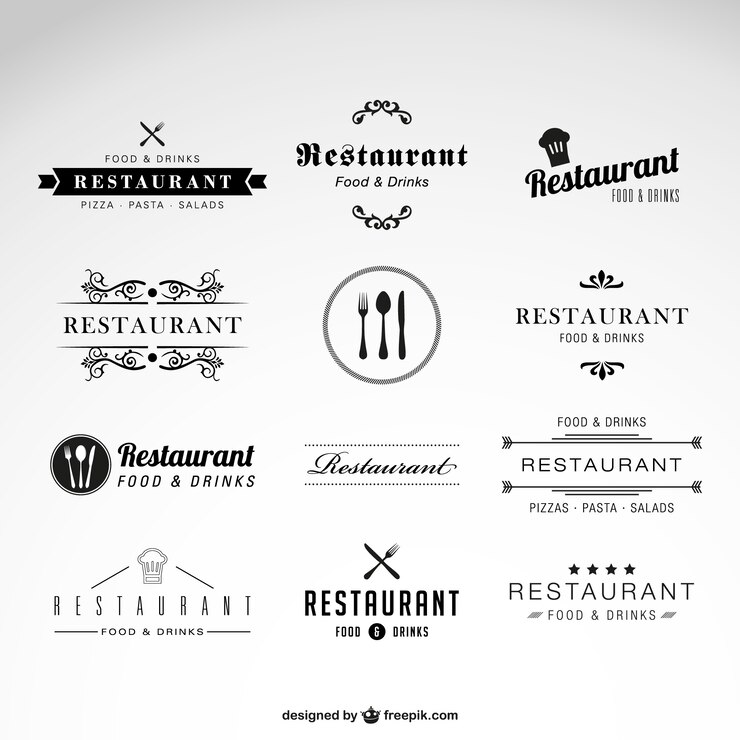 Vecteur la collecte des logos sur les restaurants