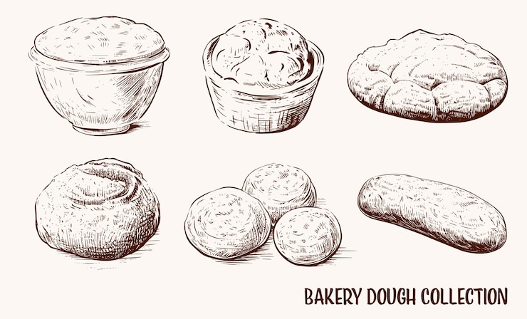 Vecteur collecte de pâte de boulangerie tirée