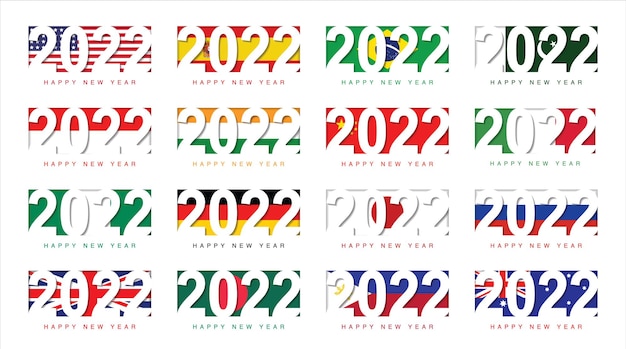 Collection De 2022 Bonne Année Dans Le Drapeau Des Pays