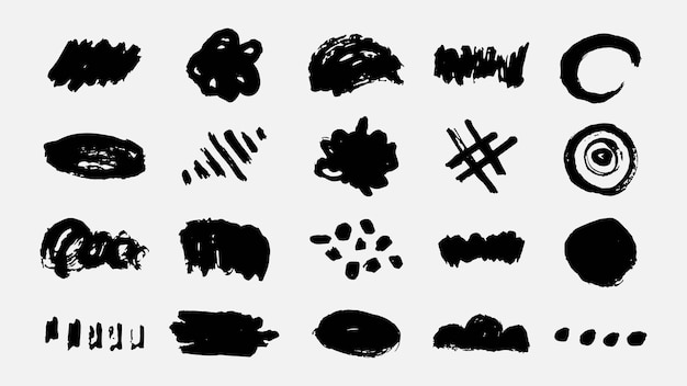 Vecteur collection abstraite de coups de pinceau de peinture noire