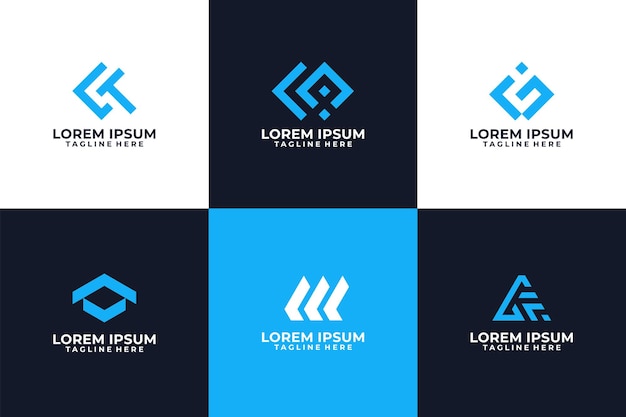 Vecteur collection abstraite de logo bleu unique