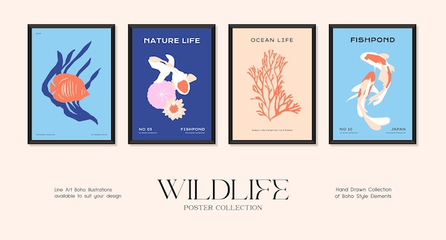 Collection D'affiches D'impression Minimaliste De La Faune