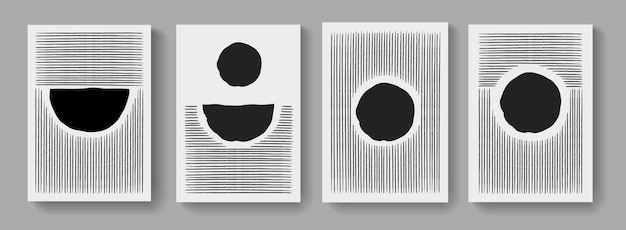 Collection D'affiches Minimalistes Abstraites. Art Conceptuel Du Milieu Du Siècle. Affiches Mobochromes Modernes. Illustration Pour Les Couvertures, Bannières, Brochures Et Cartes Postales.