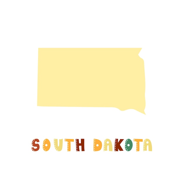 Collection américaine. Carte du Dakota du Sud - silhouette jaune