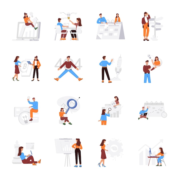 Collection d'analyses et d'illustrations plates pour le brainstorming