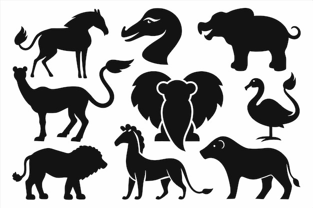 une collection d'animaux de la nature sur un fond blanc