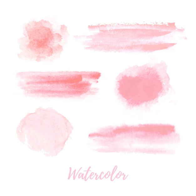 Vecteur collection aquarelle rose. pinceau rose pastel doux caresse une aquarelle. graphique moderne isolé sur fond blanc