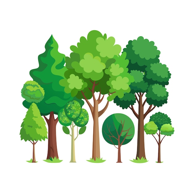 Une collection d'arbres illustration vectorielle de style plat
