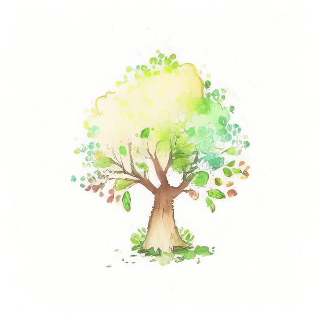 Vecteur collection d'arbres vectoriels dans le style aquarelle
