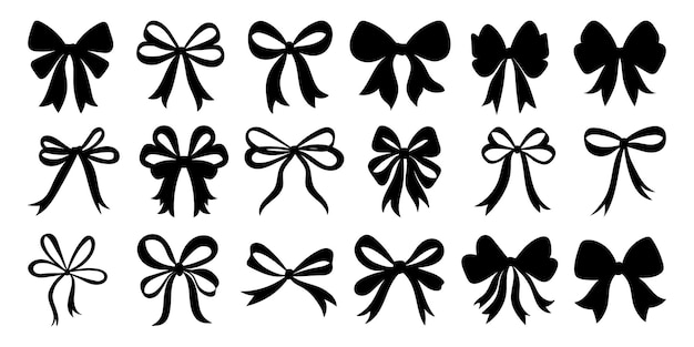 Une collection d'arcs noirs de différentes tailles et formes