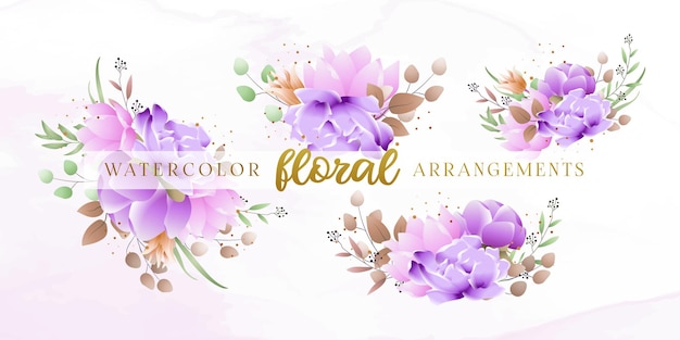 Collection D'arrangements Floraux Aquarelle