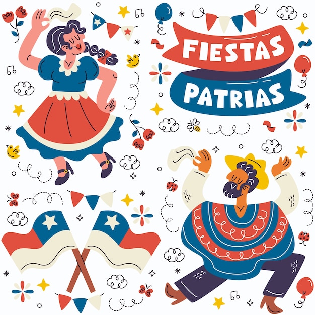 Collection D'autocollants De Doodle Fiestas Patrias