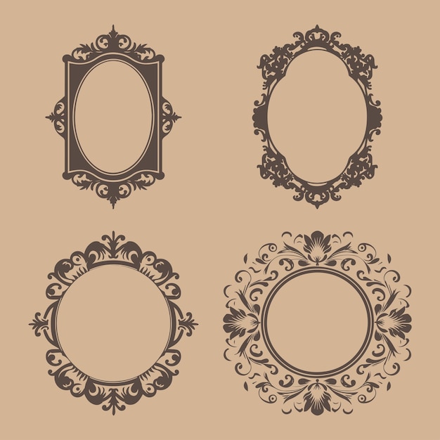 collection d'autocollants d'étiquettes de cadre vintage illustration vectorielle