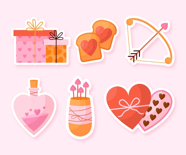 Collection d'autocollants plats pour la Saint-Valentin