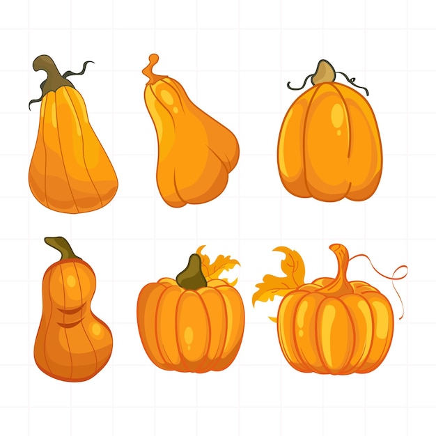 Vecteur collection d'automne de thanksgiving et de citrouilles d'halloween