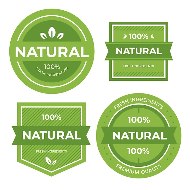 Vecteur collection de badges 100% naturels