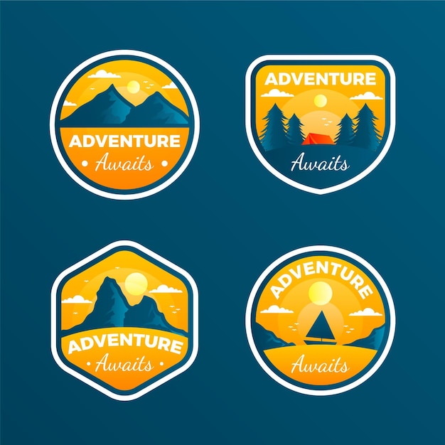 Vecteur collection de badges d'aventure dégradé