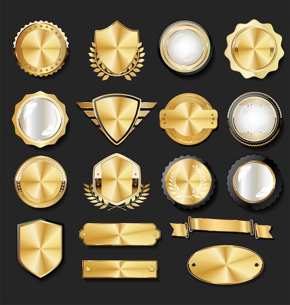 Collection De Badges Boucliers Et étiquettes De Style Rétro