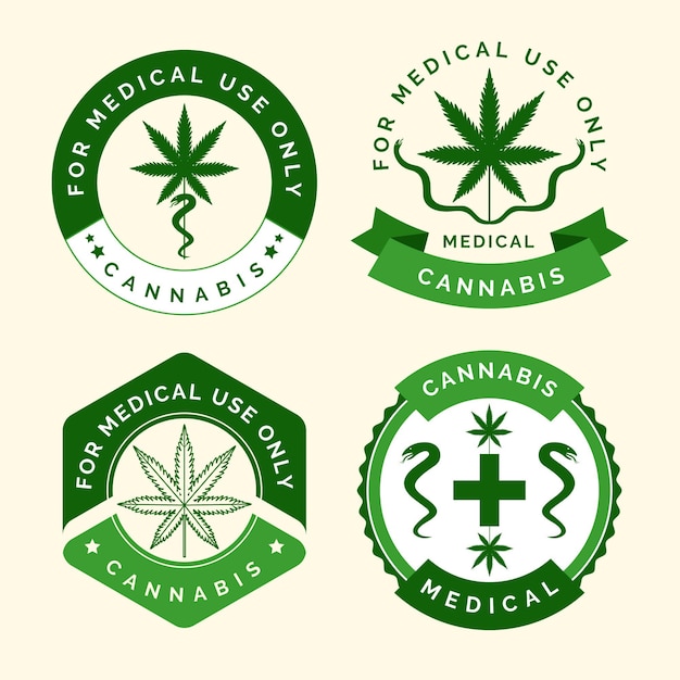 Vecteur collection de badges de cannabis médical