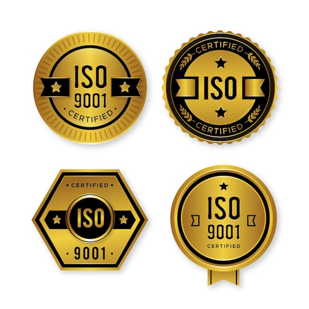 Vecteur collection de badges de certification iso