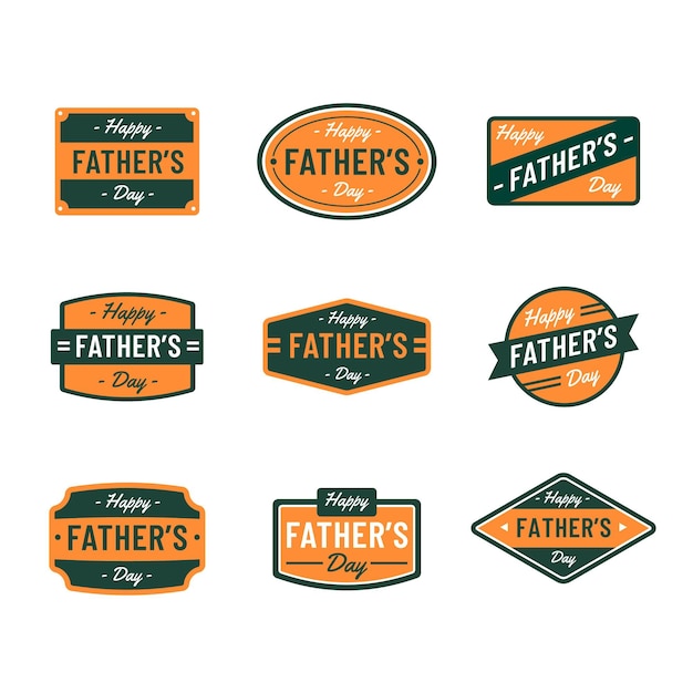Collection de badges de fête des pères design plat