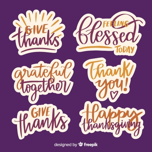 Vecteur collection de badges happy thanksgiving