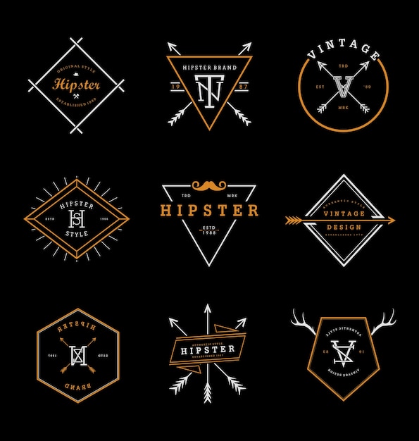 Vecteur collection de badges hipster