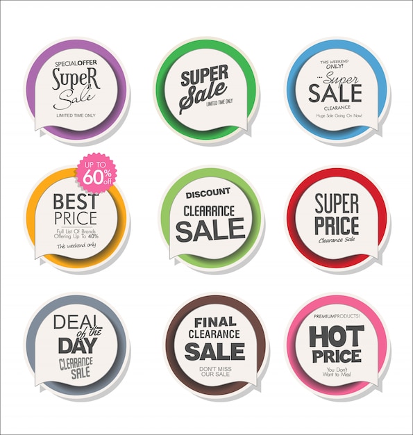 Collection de badges modernes colorés et étiquettes