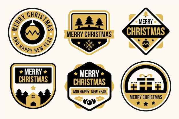 Collection De Badges De Noël Design Plat