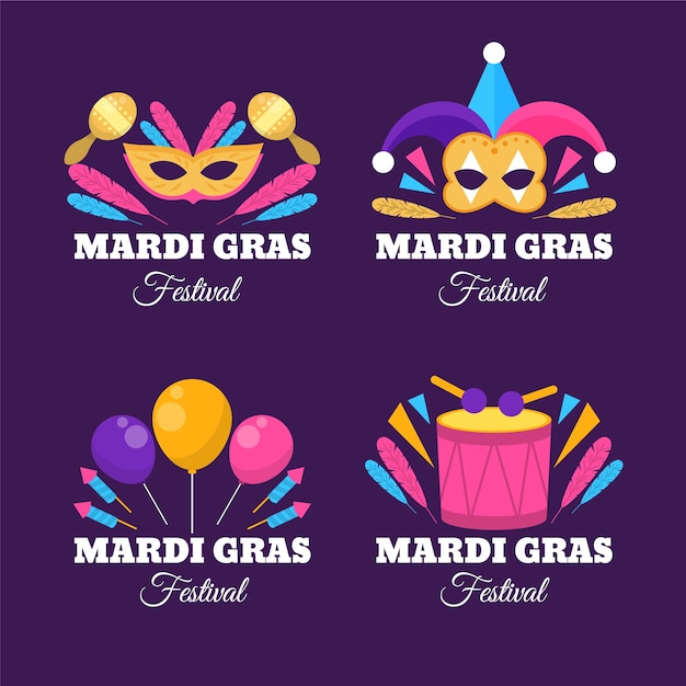 Collection De Badges Plats Mardi Gras