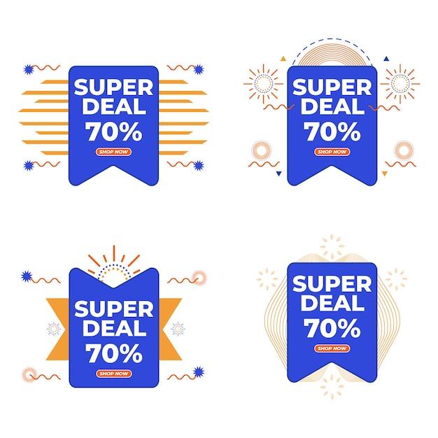 Collection De Badges De Réduction Super Deal Bleu