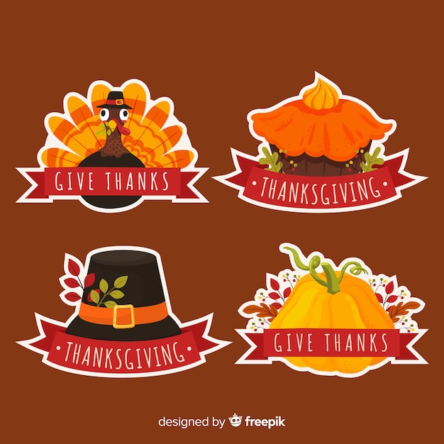 Collection De Badges De Thanksgiving Dessinés à La Main