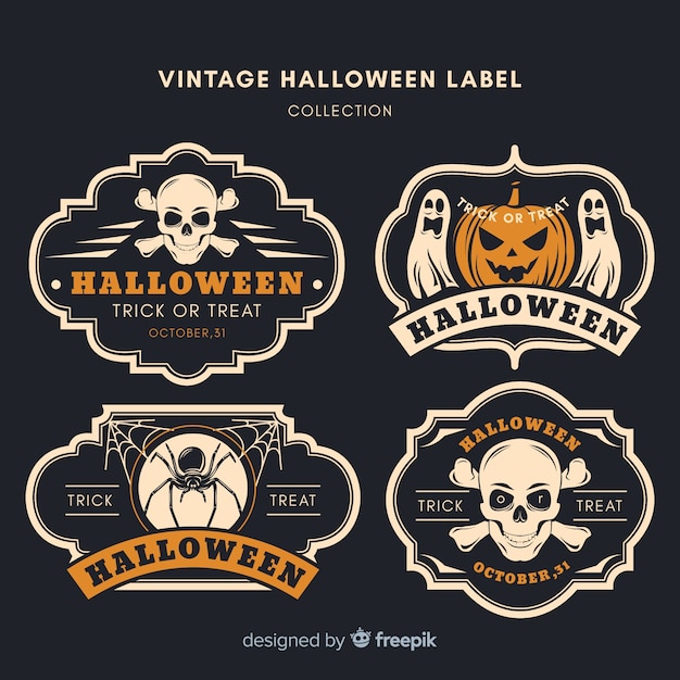 Vecteur collection de badges vintage halloween