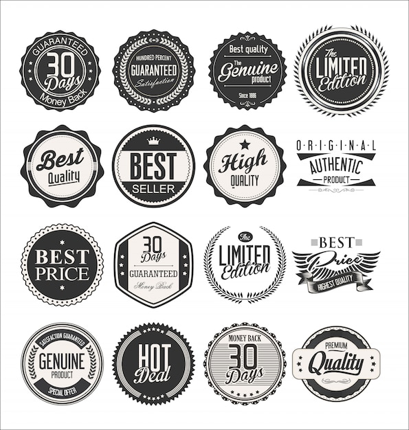 Collection De Badges Vintage Rétro