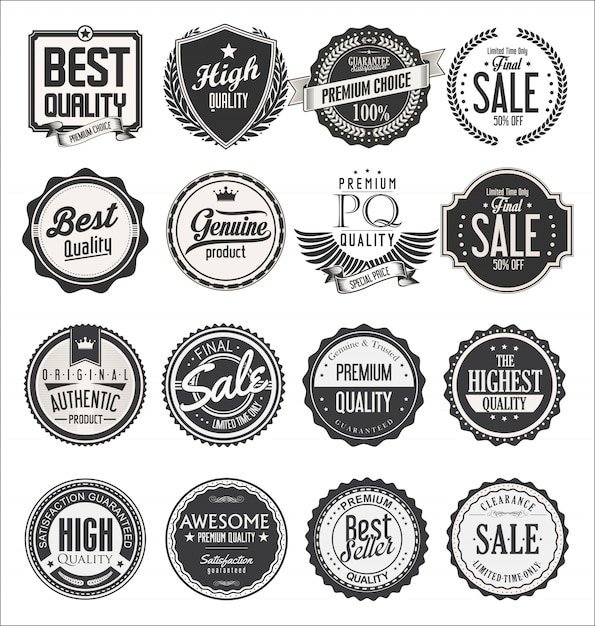 Collection De Badges Vintage Rétro