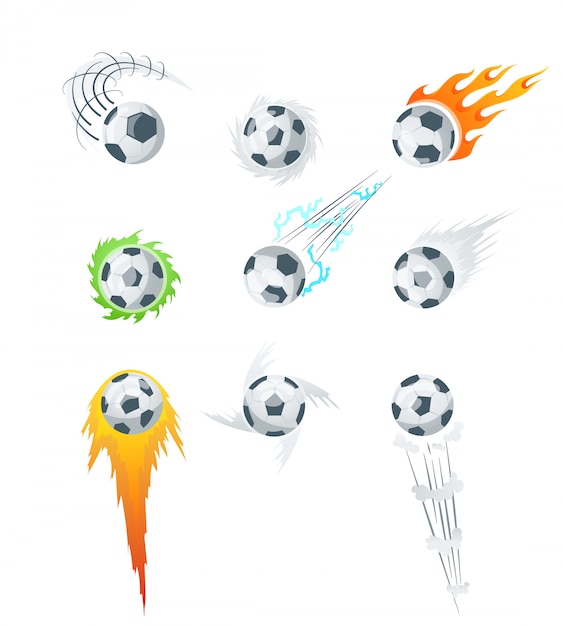 Collection De Ballons De Soccer Avec Des Illustrations De Sentiers De Mouvement De Couleur Incurvée