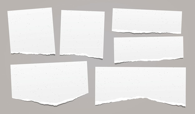 Collection de bandes de papier blanches déchirées image vectorielle réaliste