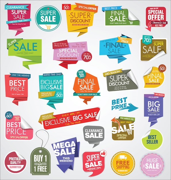 Collection de bannières et d'étiquettes de vente modernes